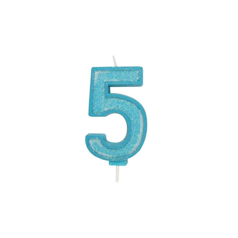 Culpitt Blue Sparkle Number Candles For Cake & Cupcakes, Single Numbers From 0-9, Say Happy Birthday With These Candle Sparklers, Celebrate Birthdays & Anniversaries With Flair - 5