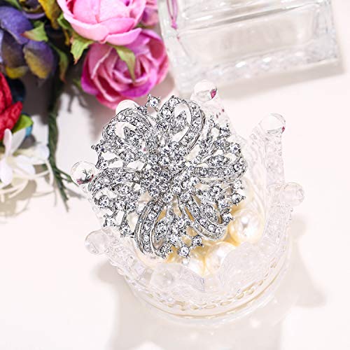 EVER FAITH Austrian Crystal Vintage Inspired Bridal Flower Brooch Corsage 5