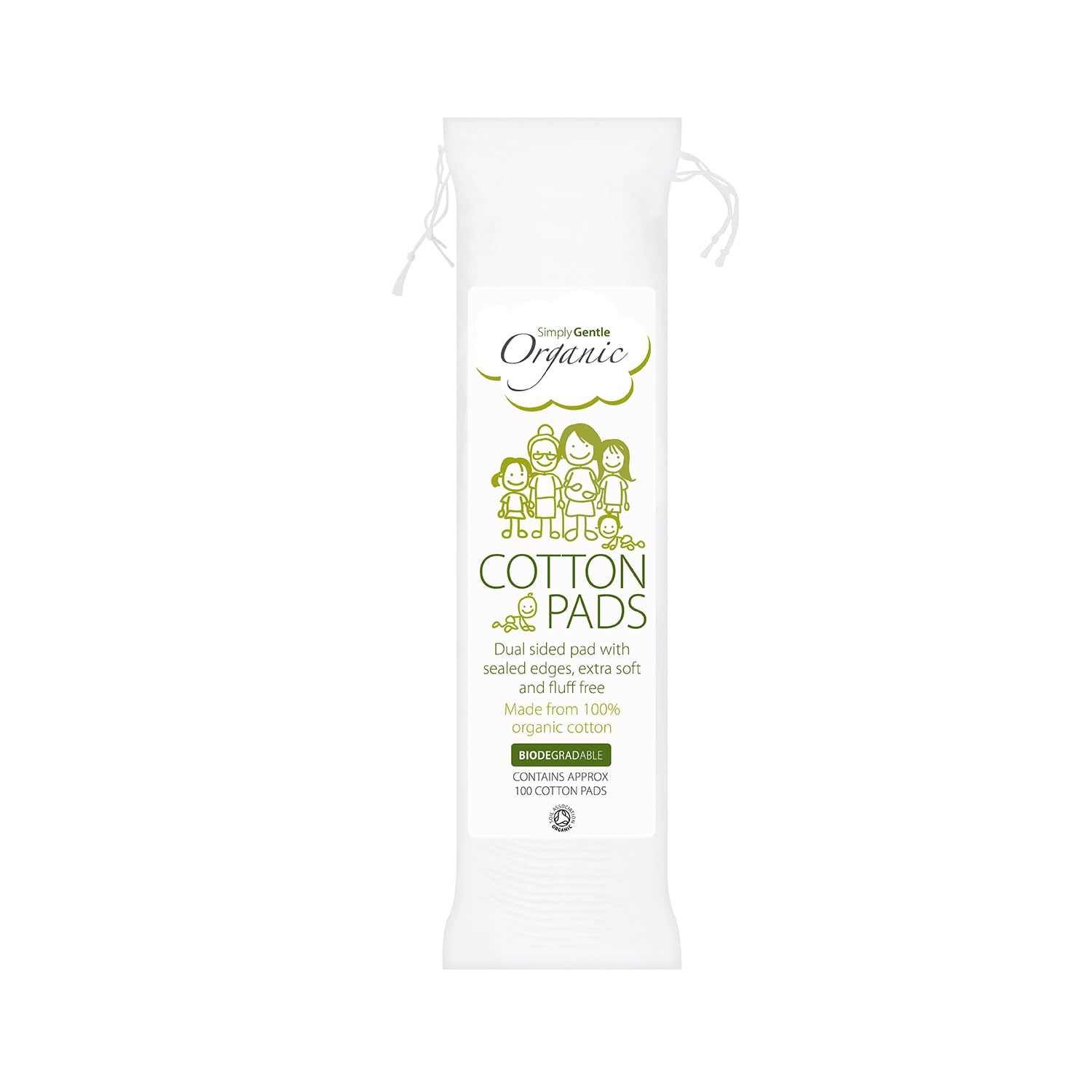 Simply Gentle Organic Cotton Pads - Perfect for Sensitive Skin - Pure Cotton Pads for First Aid - Free from Odours or Irritants - Round Shape, Disposable - 100 Pads (Pack of 1)