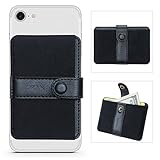 Phone Card Holder Ultra-Slim Self Adhesive Stick-on Credit Card Wallet, Cell Phone Wallet with Pocket for Credit Card, ID, Business Card - iPhone, Android and Most Smartphones (Horizontal Black)