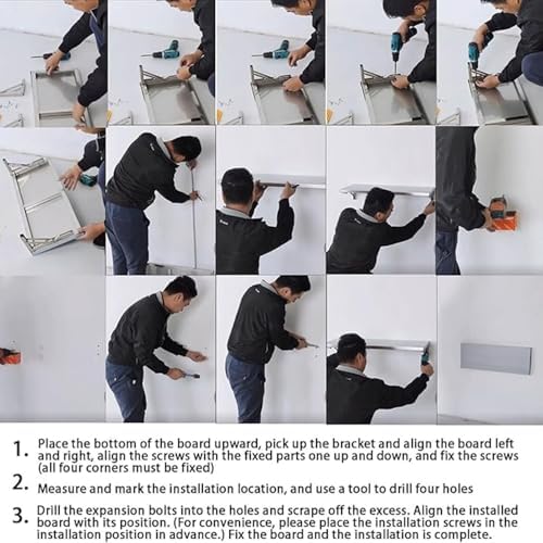 Wall Mounted Folding Workbench Stainless SteeSaving Desk for JNHWll Home Office (16"x12" 40x30cm) – Versatile &