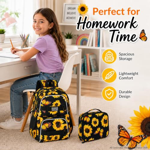 Image of Laptop Backpack, 16 Inch School Bag College Bookbag, Water Resistant Backpacks for Teens Girls Boys Women Men Students