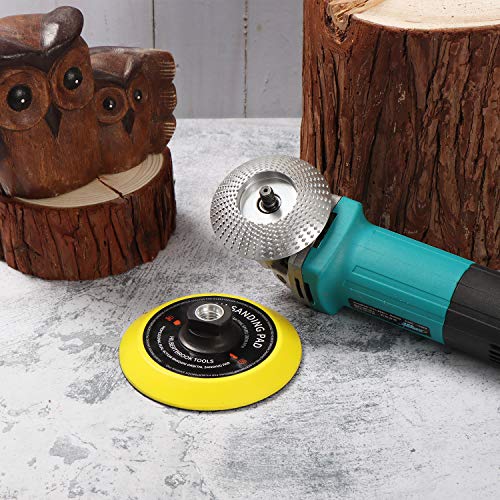 Angle Grinder Sanding Disc 5'' Hook and Loop Backing Pad with 5/8''-11 Treads Tungsten Grinder Wheel Angle Grinder Accessories for Wood Carving Shaping Sanding Polishing