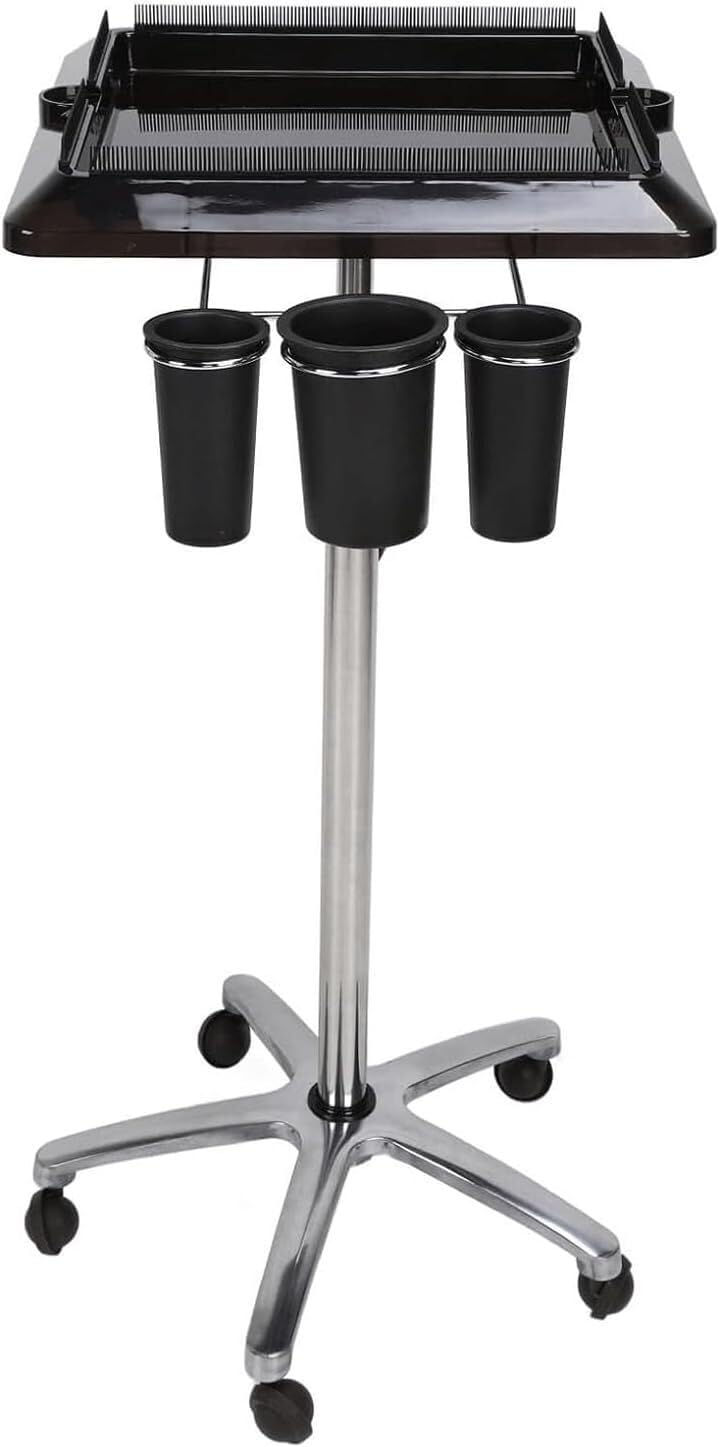 SSDDLZEQ Mobile Salon Station, Salon Rolling Cart Aluminum Alloy Salon Cart Salon Tray On Wheels Salon Trolley Height Adjustable Barber Salon Trolley Cart