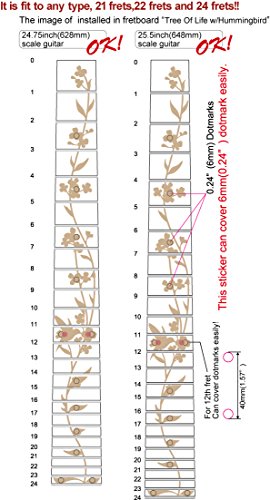 Inlay Sticker Fret Markers for Guitars - Tree of Life w/Hummingbird - Thumbnail 7