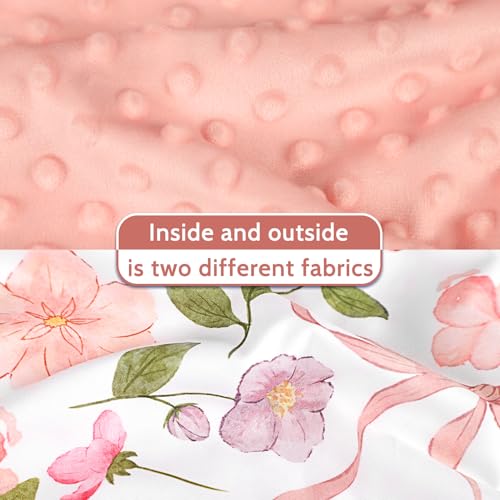 Image of Baby Carseat Seat Cover Girls, Winter Carseat Canopy, Cozy & Warm Cover with Zipper Peep Windows, Infant Minky Carrier Cover, Soft Breathable, Baby Must Have, Pink Bow