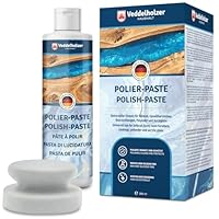 Veddelholzer 200 ml Profi Polierpaste + Polierschwamm für Epoxidharz Möbel Tisch, Acrylglas, Polyester, Gelocat sowie Glasfaser und Carbonfaserverstärkte Kunststoffe. Hochglanz Zubehör