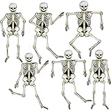 Jeyiour 6 Pieces Halloween Jointed Skeleton Decoration with Movable Joint Halloween Paper Skeleton Cardboard Decoration for Door Window Cutouts Party Prop, 31.5 Inch Tall
