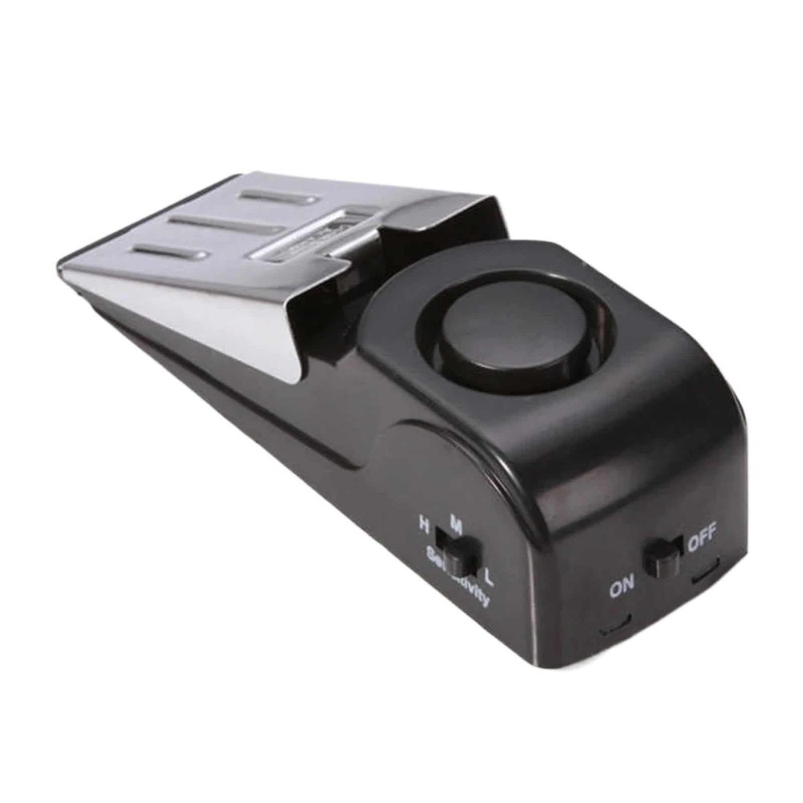 Alarma de Tope de Puerta inalámbrica de 125 DB, Sensor de 3 Niveles de sensibilidad de Acero Inoxidable, Forma de cuña, portátil, for Viajes en el hogar