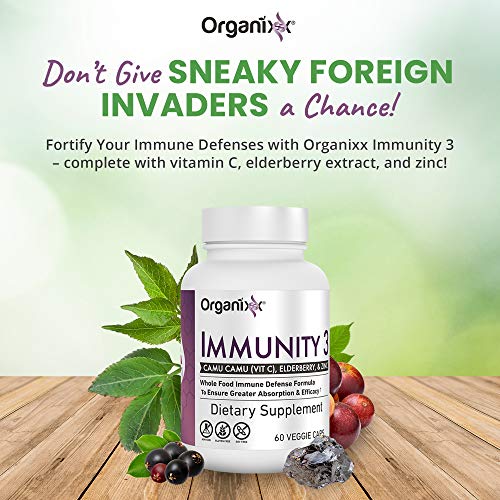 Organixx Immunity 3 Immune Support Supplement With Elderberry, Zinc, Vitamin C, Whole Food Immune Defense Formula For Adults And Kids, Greater Absorption And Efficacy, Organic, Non-Gmo, 60 Capsules #TOP2