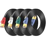 Cat7 Ethernet Cable 7 ft 4 Pack, High Speed Flat Internet Network LAN Cable, Faster Than Cat7/Cat6/Cat5 Durable Patch Cord with Gold Plated RJ45 Connector for Xbox, Router, Modem, Gaming