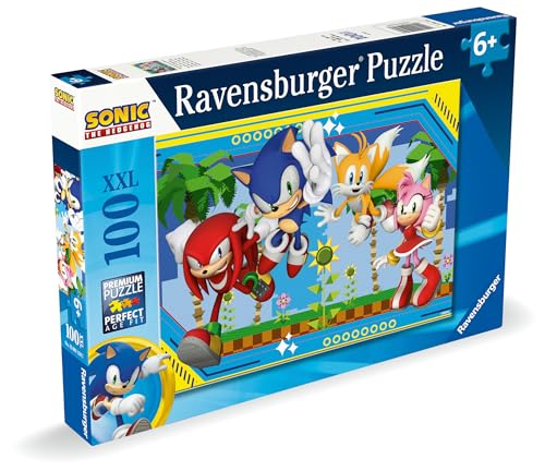 Ravensburger - Sonic The Hedgehog - 100 Piece Jigsaw Puzzle - XXL Pieces for Easy Assembly - Exciting, Bold Image of Sonic & Friends - Premium Quality - Ideal Gift - Screen-Free Fun - Children Age 6+