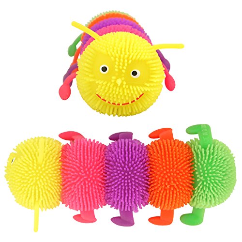 Henbrandt the Harlequin Brand LED Quetschball Raupe Tier Squeeze Fluffyraupe Farbwechsel Leuchtend Blinkend Antistressball