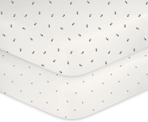 Miniatura 4 de Ely's & Co. Sábanas impermeables para cuna, 100% algodón con forro impermeable, protector de colchón integrado, juego de 2 sábanas bajeras para