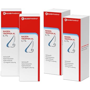 ALIUD PHARMA Nasal Drops AL 0.1%, Solution 10 ml, 4 Packs: With decongestant effect for nasal congestion due to runny nose