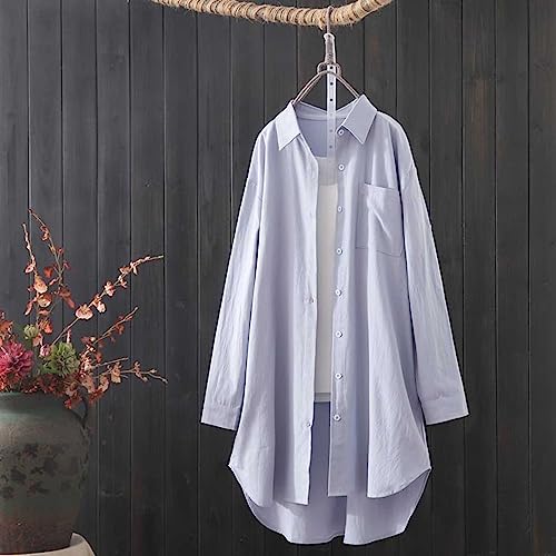 Long Sleeve Shirts for Women Spring Summer Dressy Casual Button Down Plus Size Tops Office Work Blouses3
