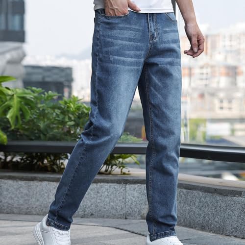 Men's Wide Leg Jeans Y2k Fashion Baggy Big and Tall Jeans Pants 2000s Straight Light Blue Denim Pants Streetwear2