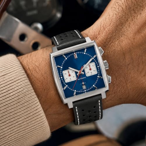 Image of Bandini Mens Leather Watch Band Strap, Vented, Racer, GT Rally, Stainless Steel Buckle, 10 Colors - 18mm, 20mm, 22mm, 24mm (Many sizes also come in Extra Long XL)