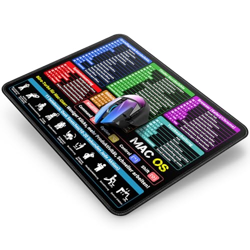Mauspad 300 x 250 x 3 mm, Mousepad mit MAC Tastaturkürzeln Deutsch für Office, Mouse Pad Klein, Anti Rutsch für Büro und Zuhause Mauspad 300 x 250 x 3 mm, Mousepad mit MAC Tastaturkürzeln Deutsch für Office, Mouse Pad Klein, Anti Rutsch für Büro und Zuhause