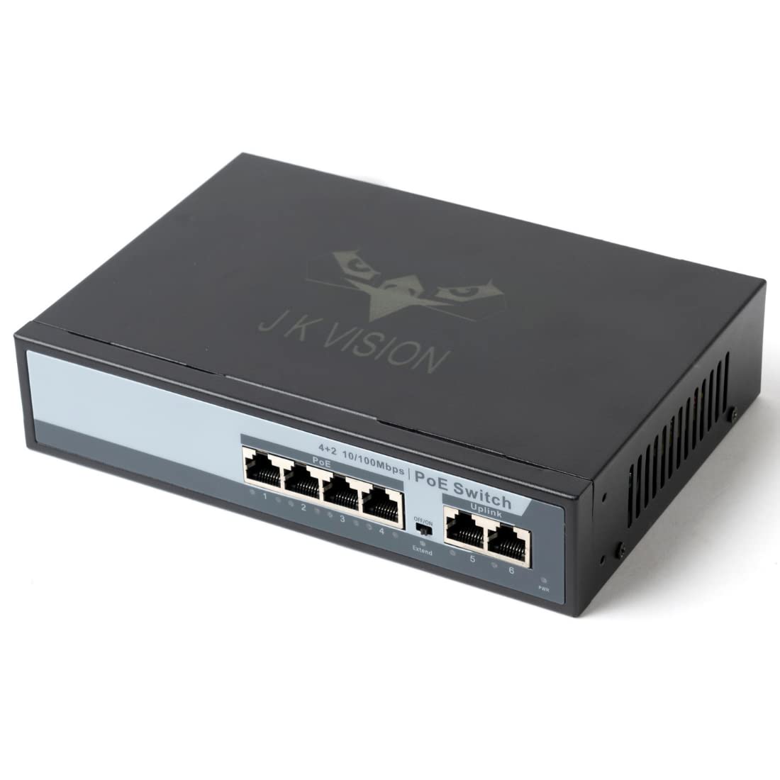 JK Vision 100M 4 Port PoE Switch JKV-PS-042M POE Injector Switch 6 Ports (2 uplink 4camera POE) 10/100mbps Compatible with J.K.Vision