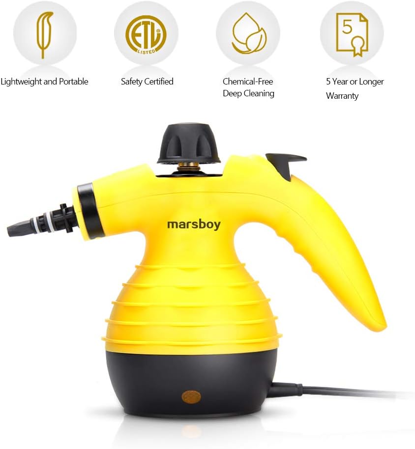 marsboy Unknown Temperature/High Pressure, Powerful Removes Stains/Grease/Mold from Bathroom, Kitchen-Kill Bacteria Without Chemical Agent, Auto Heat Controller, Yellow-01