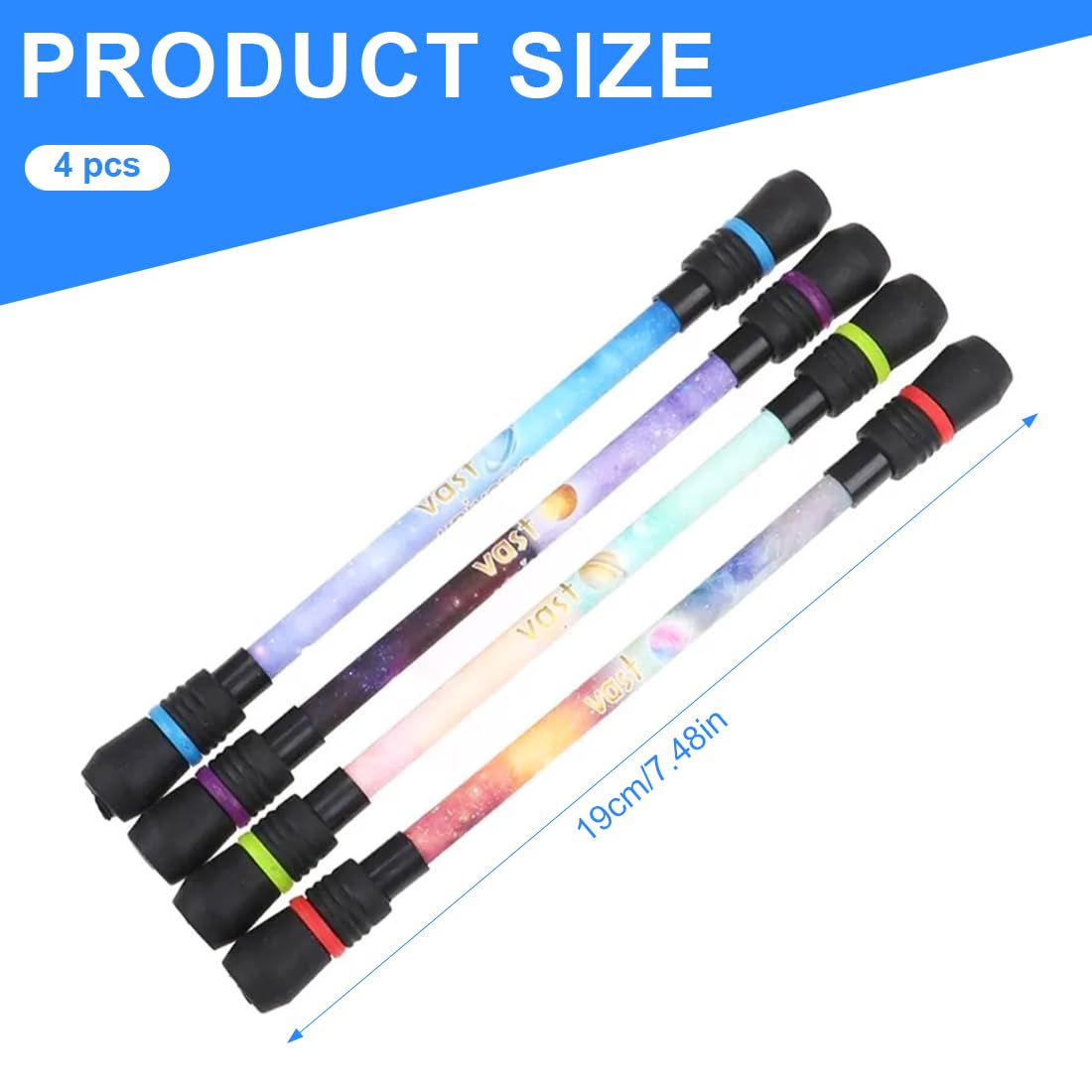 NHQZ Stylo Rotatif Antidérapant pour Spinning à Doigt Professionnel, Soulager le Stress - 4 Pièce