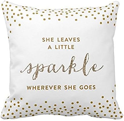 Golden Inspirational Quote Super Soft Home Decorative Throw Pillow Case Cushion Cover 18" x 18" (Sparkle)