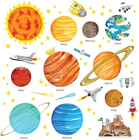 DECOWALL DS9-1501S The Solar System Kids Wall Stickers Decals Peel and Stick Removable for Nursery Bedroom Living Room art murals decorations decor decorative baby sun star planet space earth 4 51372ICRlLL. AC