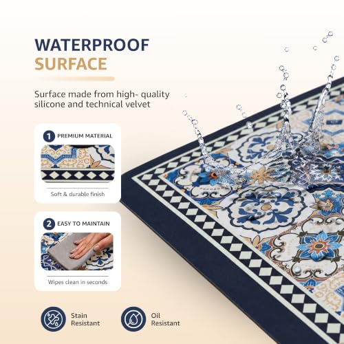 Image of Amazon Brand - Solimo Silicone Kitchen & Bath Mat (Pack of 2) | Multi color with black colored border| Anti-Fatigue Comfort Foam | Waterproof & Anti-Slip | 60 x 40 cm & 40 x 120 cm| Quick-Dry & Easy Clean