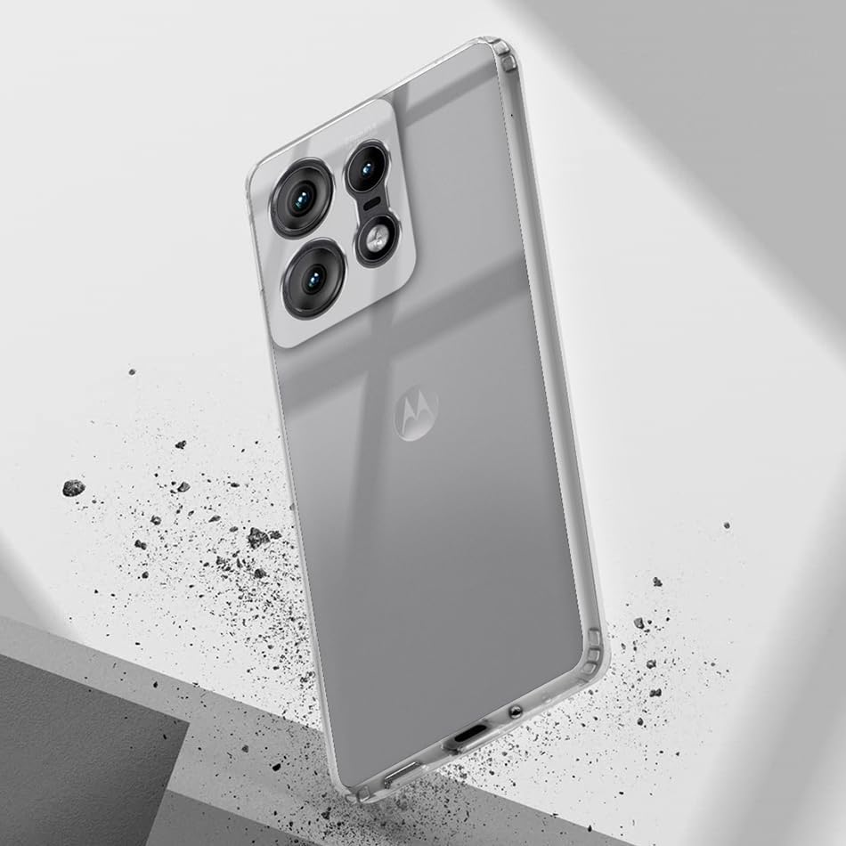 Image of NISHTECH for Moto Edge 50 Pro 5G Premium Transparent Hybrid Soft Slim Dust Proof Back Case Cover with Camera Protection