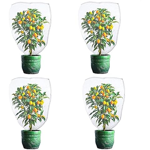 4PCS 4.9' X 3.2' Insect Bird Barrier Netting Mesh with Drawstring - Durable Garden Plant Netting Bags - Plant Barriers for Protect Plant Fruits Citrus Flower from Insect Bird Eating Cover