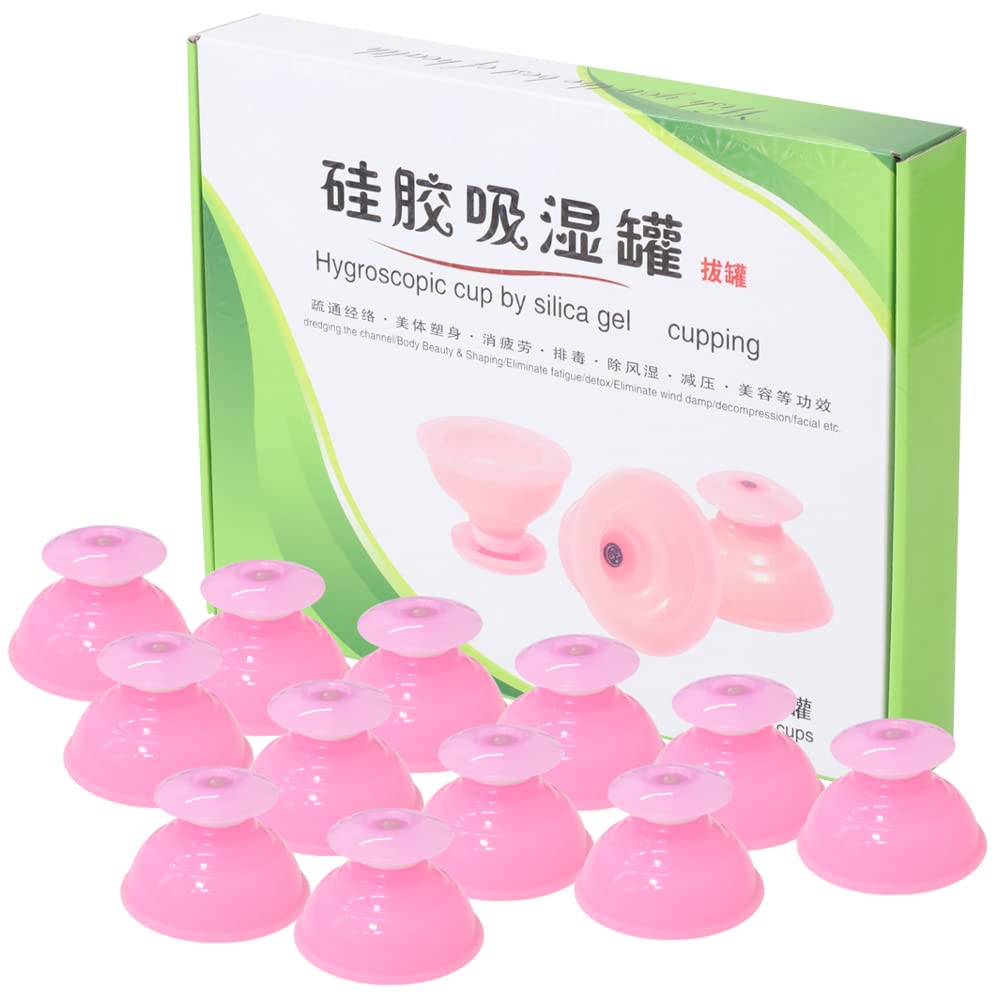 Silicone Cupping Therapy Set, 12Pcs Professional Chinese Suction Cups for Feet Foot Arm Back Massage, Cellulite Reduction Women Gift