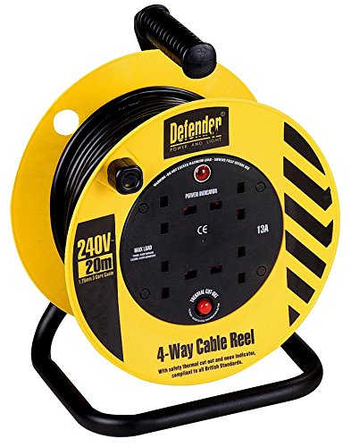 Cable Reel 240V 20M 1.25MM 4WAY | Power Outlet Strips Electrical, 1 X Qty - E86465