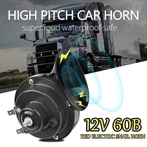 Super Loud Car Horn 2Pcs, 12V Waterproof High Bass Car Horn Electric Snail Speaker - Horn Kit Replacement For Cars,Motorcycles,Truck, Bike, Boat (Black) #TOP2