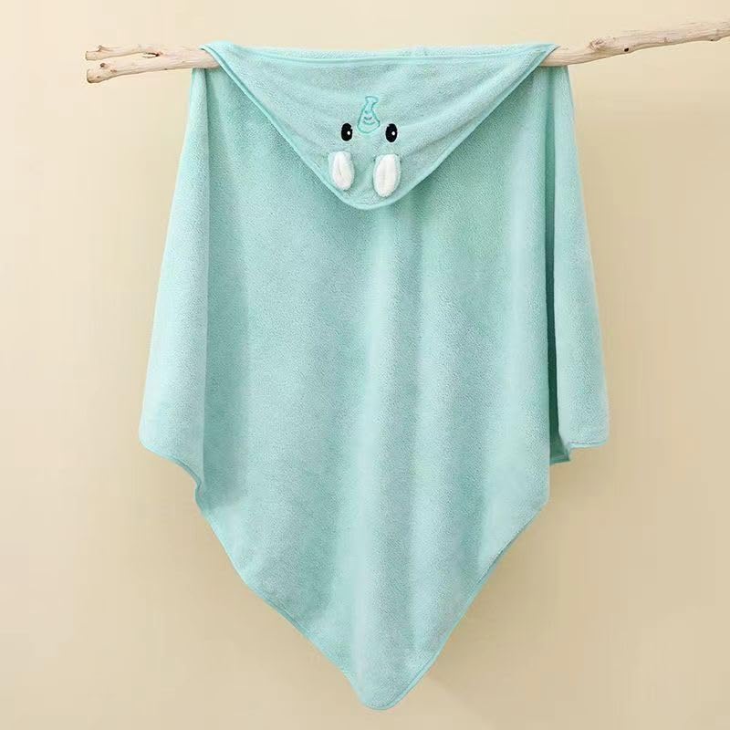 Image of Hooded Baby Towel - Premium Soft Bath Towel for Baby, Newborn,Infant - Ultra Absorbent,Natural Baby Stuff Towel, Soft Coral Velvet Coral Fleece Bath Towel for Boys and Girls (Green Elephant)