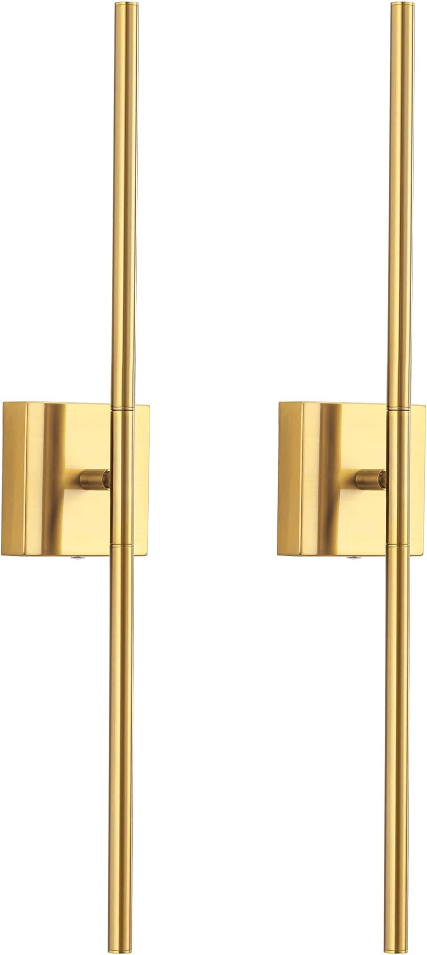 KDG Cordless Wall Sconces Set of 2, Wireless 5200mAh Rechargeable Battery Operated LED Wall Lamps with Remote, 360° Rotate Lightings for Wall Painting, Bedroom, Hallway, Night Light 23.6 inch (Gold)