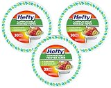 Hefty Compostable Paper Bowls, 12 oz, 30 Count, Patterned Disposable Bowls for BBQs, Parties, Holidays, Potlucks, and Everyday Use, Soak-Resistant, Made with Plant-Based Materials, Microwave Safe