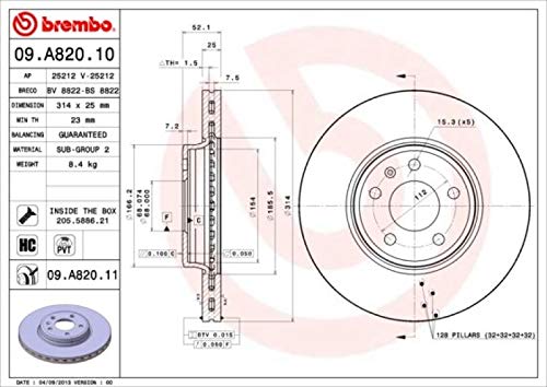 Produktbild von Brembo Bremsen Set 2 Bremsscheiben + Bremsbelagsatz Vorne Von Brembo ( 1420-55019) Bremsensatz Bremsanlage Bremsen-Kit,Bremsenset, Bremsscheiben, Bremsbeläge Bremsscheiben Vorne Set