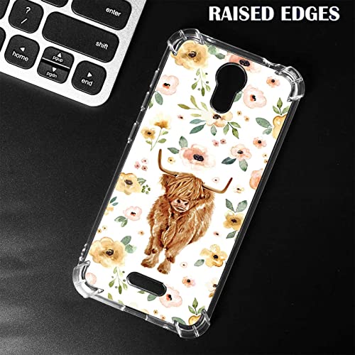 Exanor Editice Compatible With At&T Calypso (U318Aa) /Cricket Vision 3 Case,Tie Die Cow Western Country Flower Floral Animal Design For At&T Case Women Girl,Soft Tpu Case For At&T #TOP2