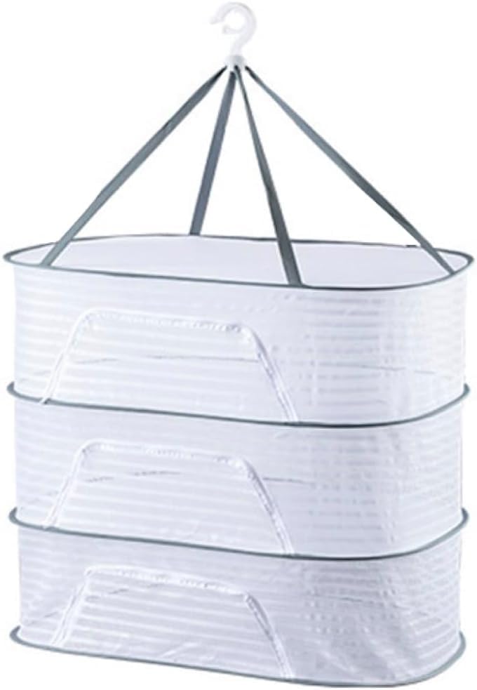 物干しネット 3段 型崩れ防止 平干しネット 折りたたみ収納 平置きネット コンパクト 防風 通気性 ニット干し 円形 干し網 落下防止 衣類変形防止 吊り下げ式フック 室内 屋外 乾燥 密閉タイプ 耐荷重高い 干しネット セーター 洗濯物 干し網 コンパクト ニット ぬいぐるみ 枕 干しネット 大容量 家庭用 (70*50cm)