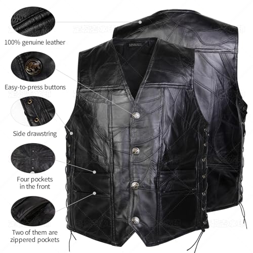 XINMALL Genuine Leather Club Vest