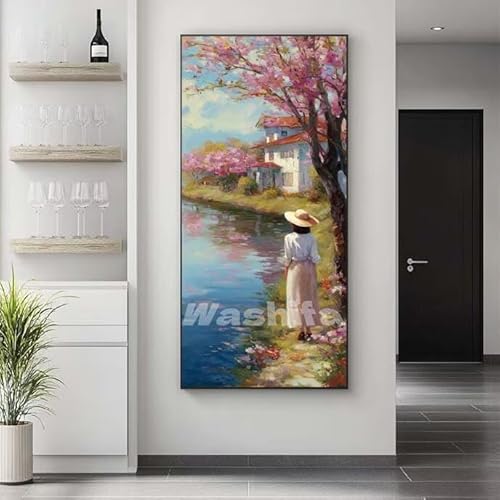 �������G �i�� ���� �����h��G �L�b�g DIY ��l ���S�Ҍ��� �f�W�^�����G ��h�� �����L�b�g�ɂ��G�� Paint By Numbers �A�N�����y�C���g ���ʉ� �����Ńy�C���g �z�[�� �I�t�B�X���� �M�t�g 40x80 cm, �t���[���Ȃ�