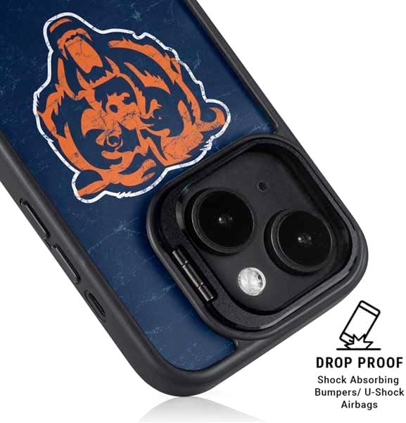 Skinit Kickstand Phone Case Compatible with iPhone 16 - Officially Licensed NFL Chicago Bears - Alternate Distressed Design