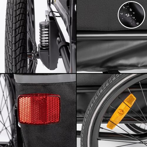 CXWXC Fahrradanhänger für Hunde 2 in 1 Fahrradanhänger & Jogger hundewagen mit Stoßdämpfer, Hundeanhänger Maximale Belastbarkeit 40KG/88LBS (Grau)