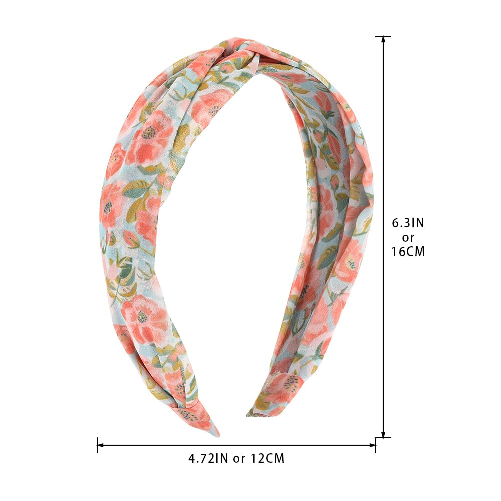 Madison Tyler Headbands for Women | Fashion Designer Floral Non Slip Elastic Wide Thick Hair Bands | Top Knotted Hair Accessories for Women
