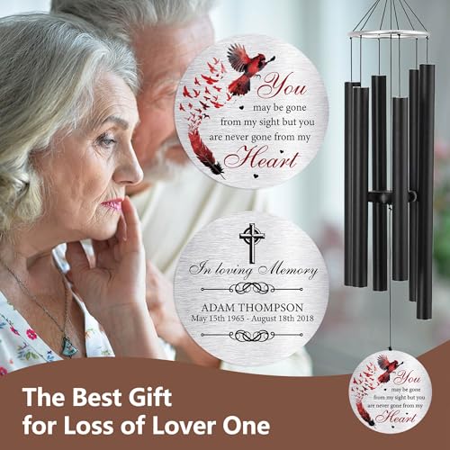 Image of ASTARIN Personalized 30 inch Bereavement Wind Chimes for Outside, Memorial Gift in Remembrance of a Loved One, Sympathy Gift for Loss of Mother Father Husband, Garden Patio Decor