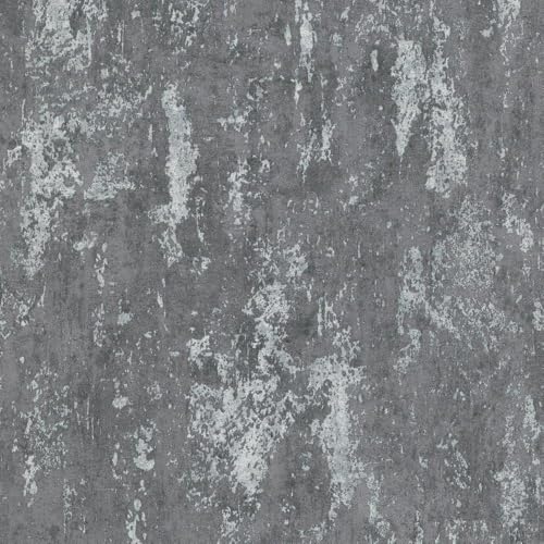 Casual Chic Industrial Concrete Grey Wallpaper - Metallic Silver Detail Modern - Textured Paste The Wall Vinyl