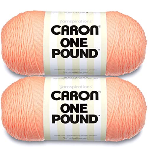 Image of Caron One Pound Peach Yarn - 2 Pack of 454g /16oz - Acrylic - 4 Medium (Worsted) - 812 Yards - Knitting /Crochet