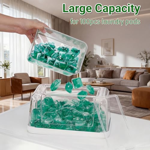 Rangement Lessive Liquide, 3 en 1 Rangement Buanderie avec une Ouverture, Buanderie Organisation pour les Capsules de lessive, les Sacs Poubelles – Image 6