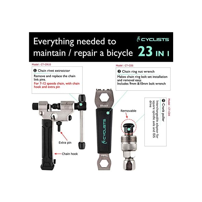 23 Piece Bike Tool Kit - Bicycle Repair Tool Box Compatible - Image 4